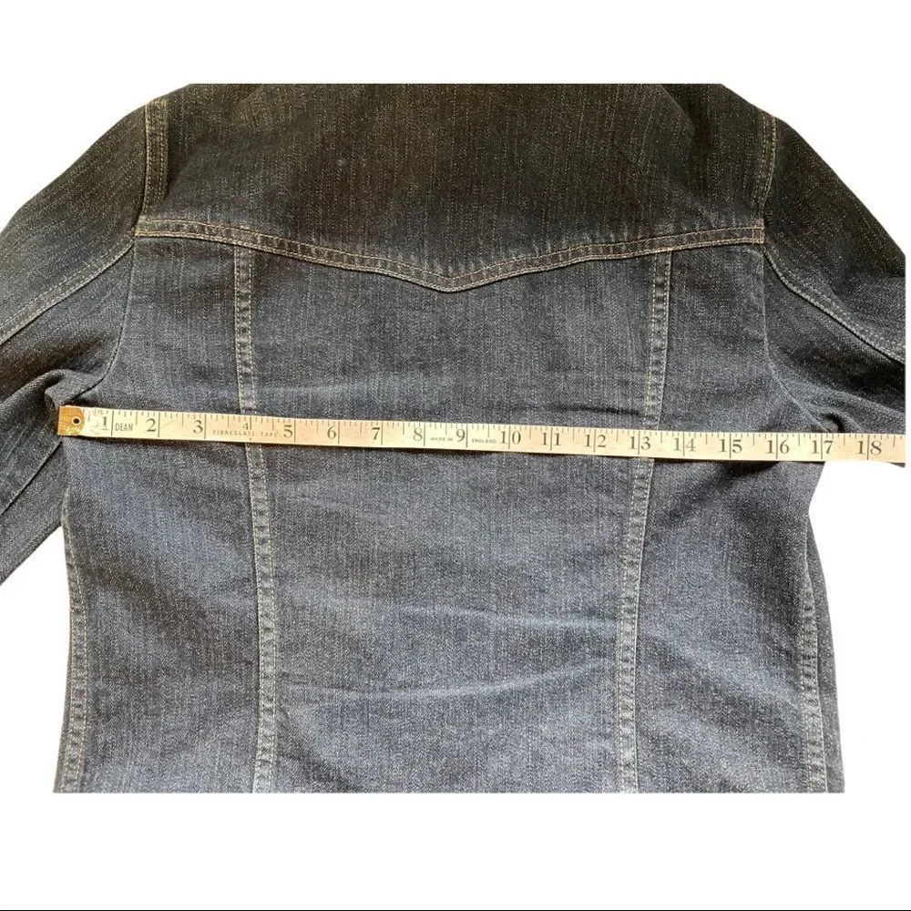 Theory Women's Dark Denim Jean Jacket size M - Picture 7 of 11